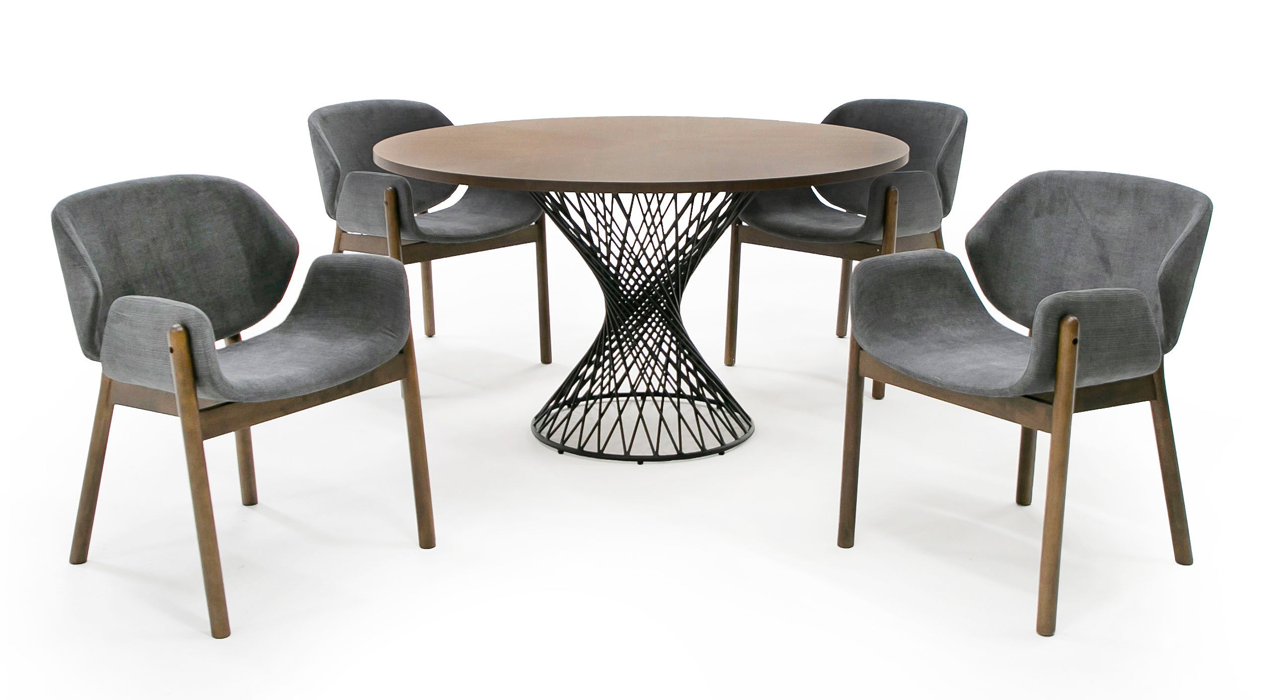 Theresa Modern Round Walnut & Black Table - image 3