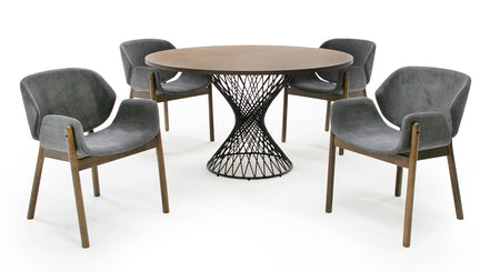Theresa Modern Round Walnut & Black Table - image 3