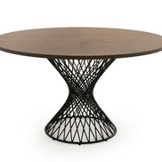 Theresa Modern Round Walnut & Black Table
