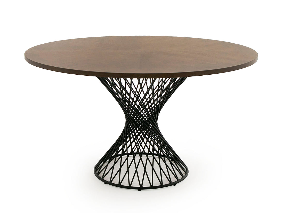 Theresa Modern Round Walnut & Black Table
