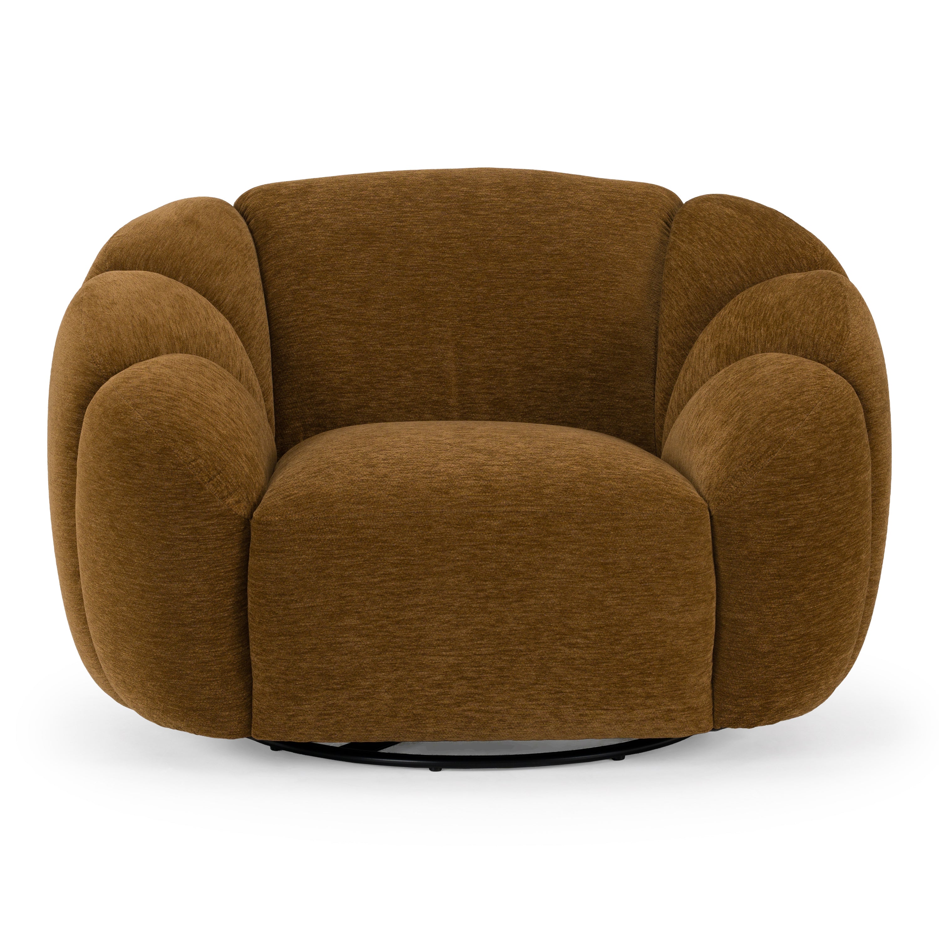 Thune - Modern Brown Fabric Swivel Accent Chair - image 2