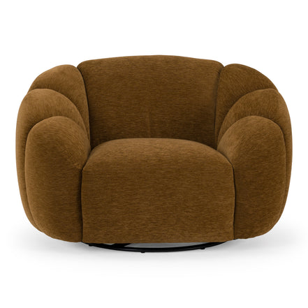 Thune - Modern Brown Fabric Swivel Accent Chair - image 2