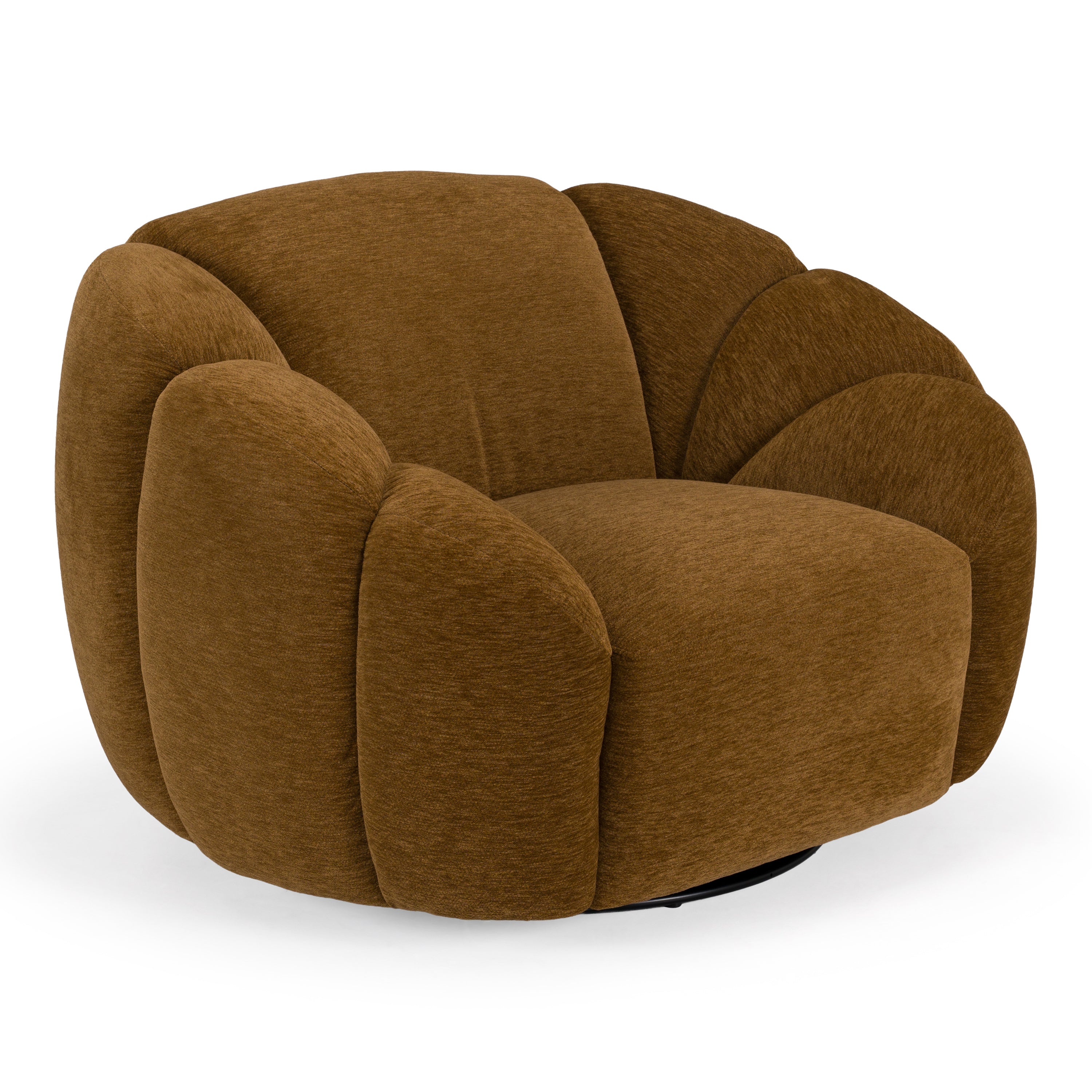 Thune - Modern Brown Fabric Swivel Accent Chair - image 3