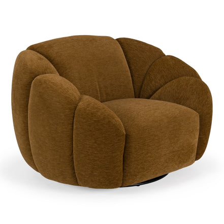 Thune - Modern Brown Fabric Swivel Accent Chair - image 3