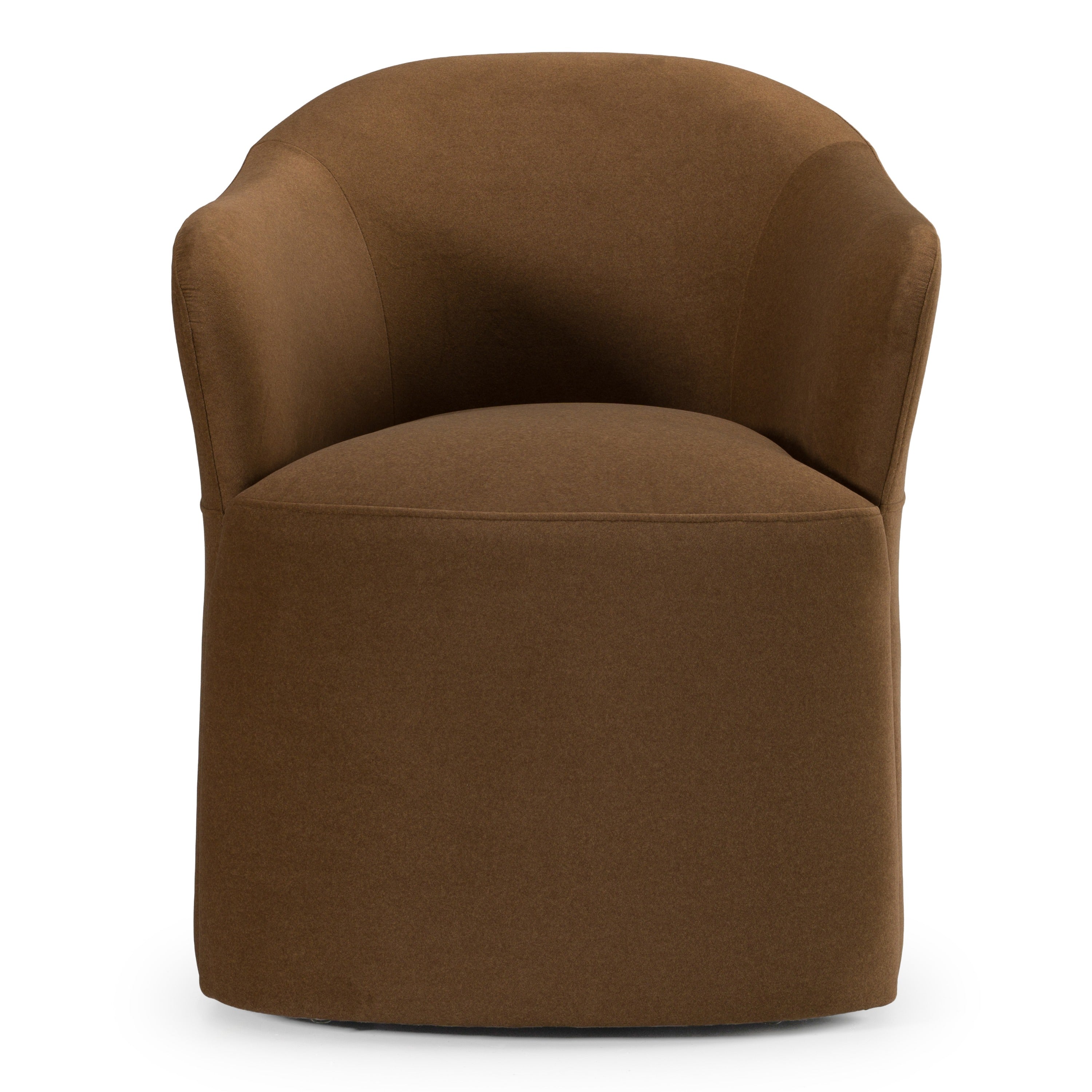 Timothy - Modern Brown Fabric Dining Chair w/ Castor Wheels - image 2