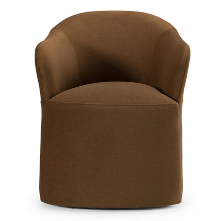 Timothy - Modern Brown Fabric Dining Chair w/ Castor Wheels - image 2