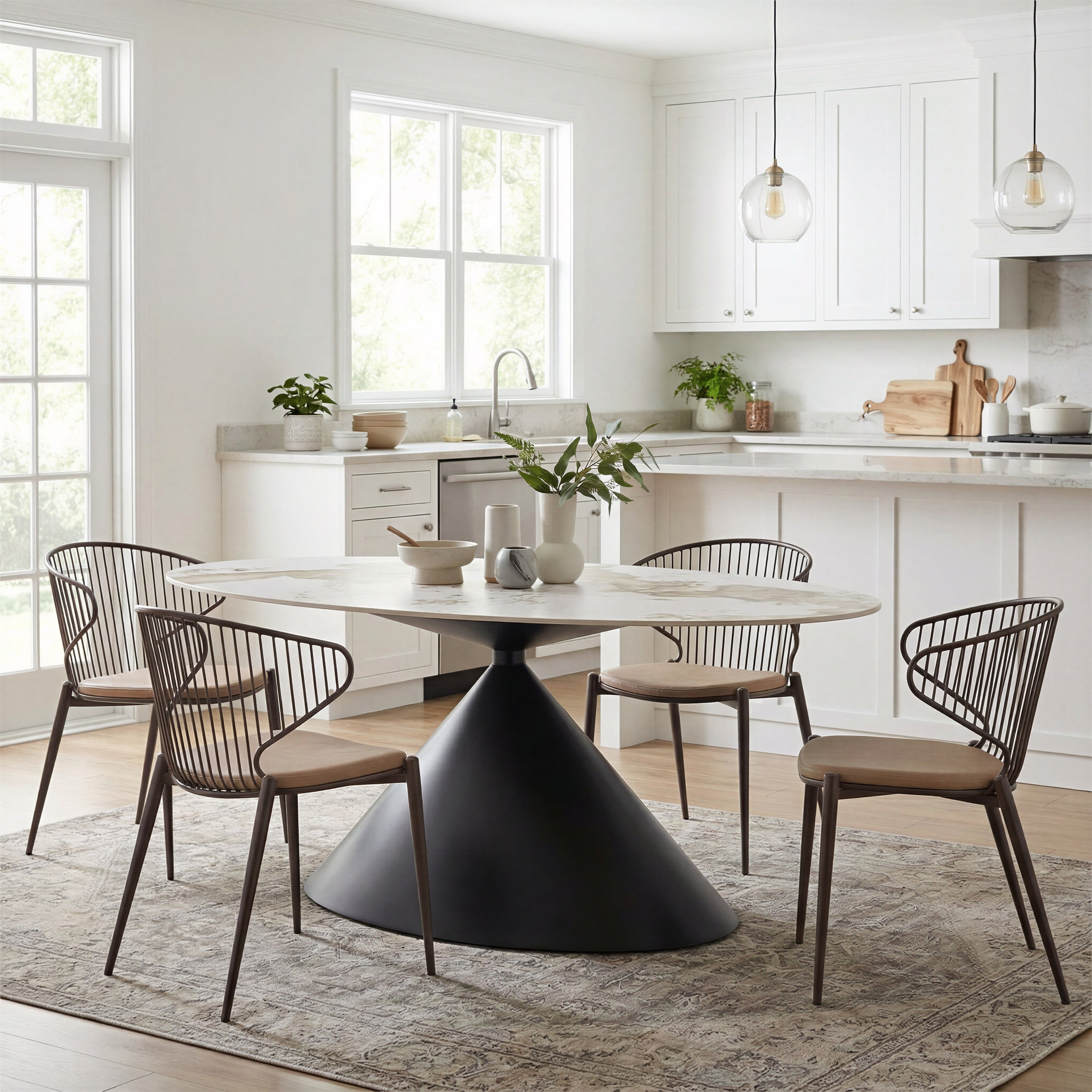 Armana Dining Table White & Brown