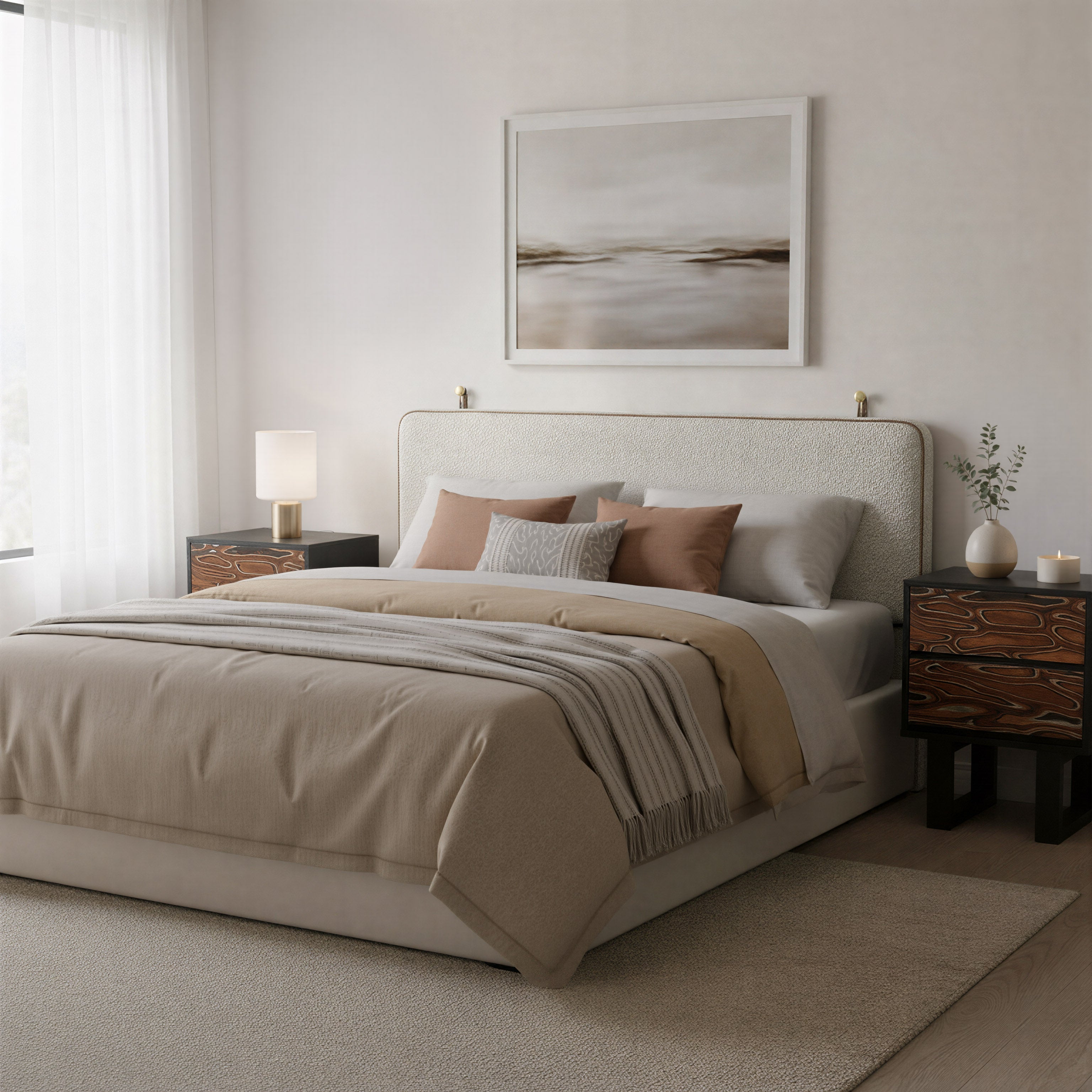 Bela Floating Queen Headboard Ivory