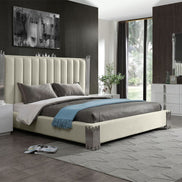 Token - Eastern King Modern White & Stainless Steel Bed - image 5