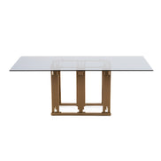 Token Modern Smoked Grey Glass & Rosegold Dining Table - image 2