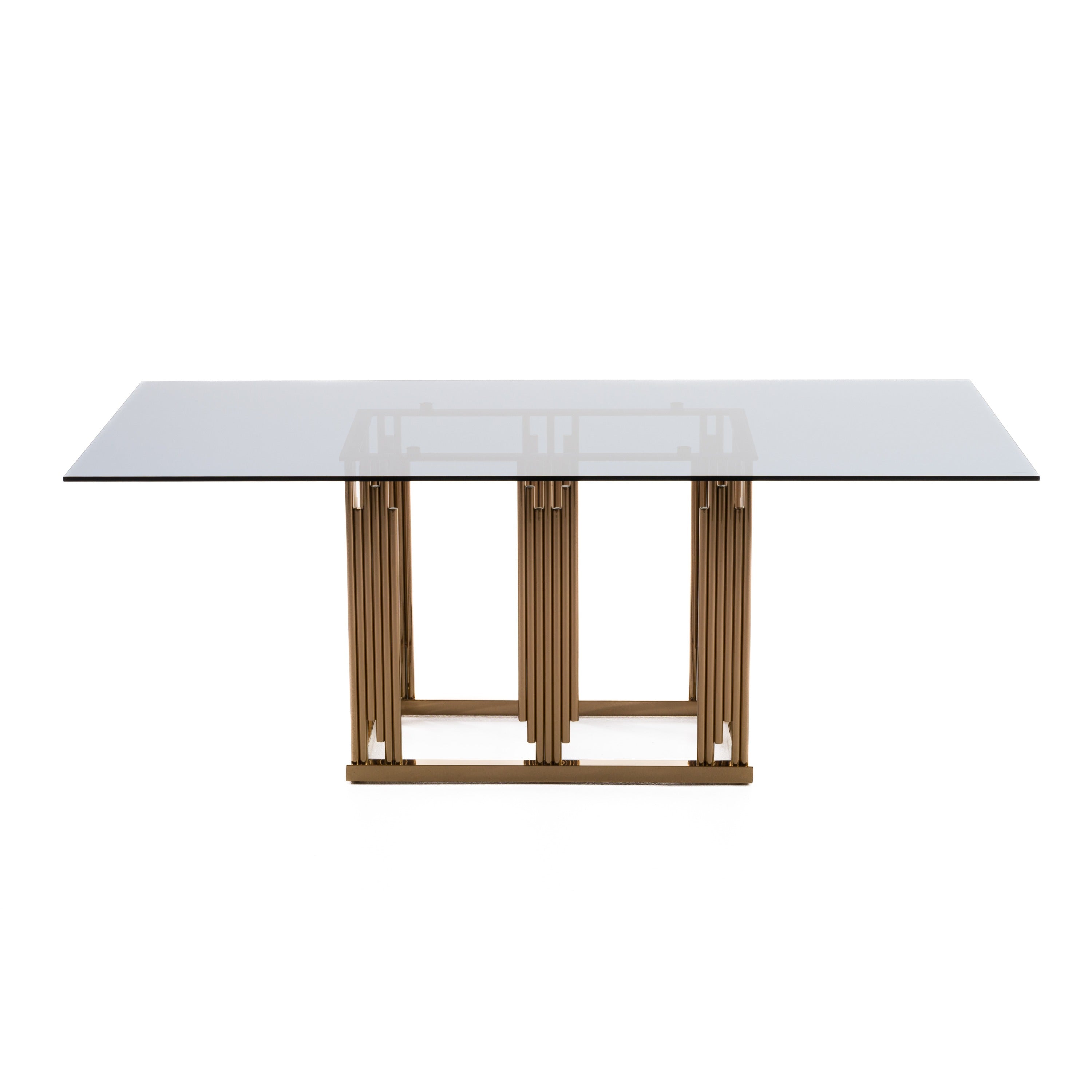 Token Modern Smoked Grey Glass & Rosegold Dining Table - image 2