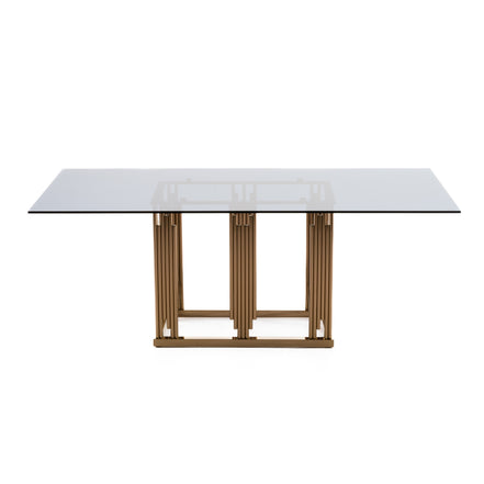 Token Modern Smoked Grey Glass & Rosegold Dining Table - image 2