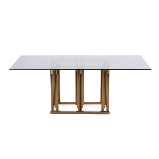 Token Modern Smoked Grey Glass & Rosegold Dining Table - image 2