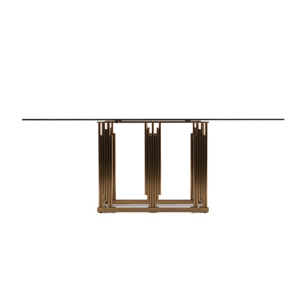 Token Modern Smoked Grey Glass & Rosegold Dining Table - image 3