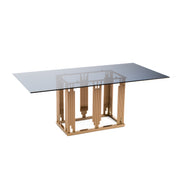 Token Modern Smoked Grey Glass & Rosegold Dining Table - image 4