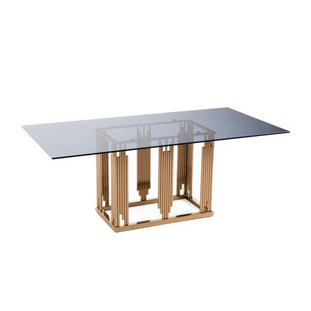 Token Modern Smoked Grey Glass & Rosegold Dining Table - image 4