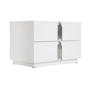 Token - Modern White & Stainless Steel Wide Nightstand - image 2