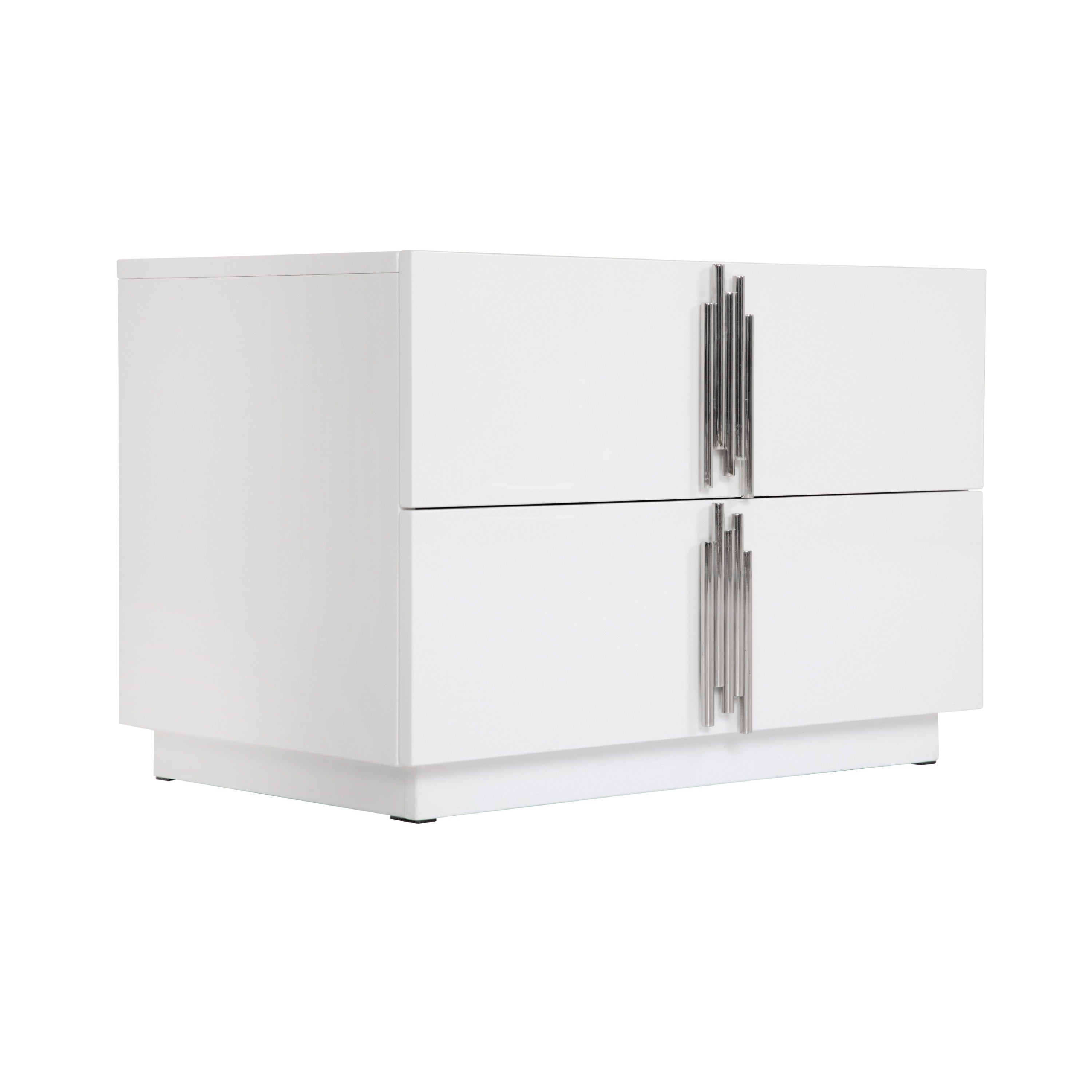 Token - Modern White & Stainless Steel Wide Nightstand - image 2