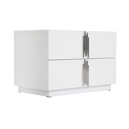 Token - Modern White & Stainless Steel Wide Nightstand - image 2