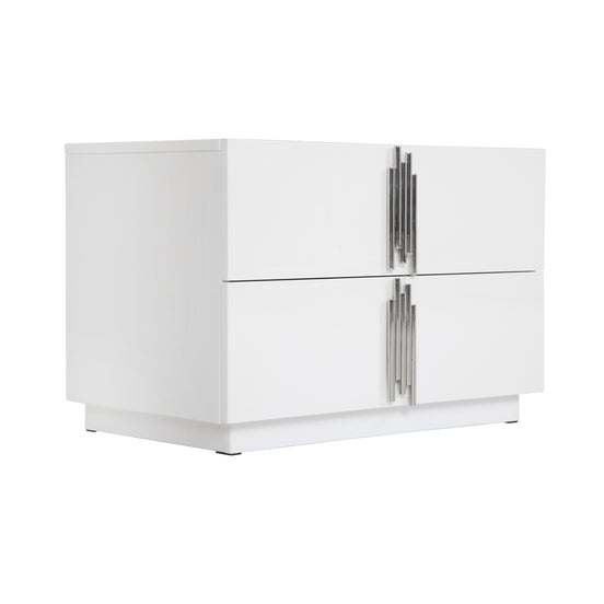 Token - Modern White & Stainless Steel Wide Nightstand - image 2
