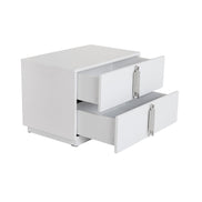 Token - Modern White & Stainless Steel Wide Nightstand - image 4