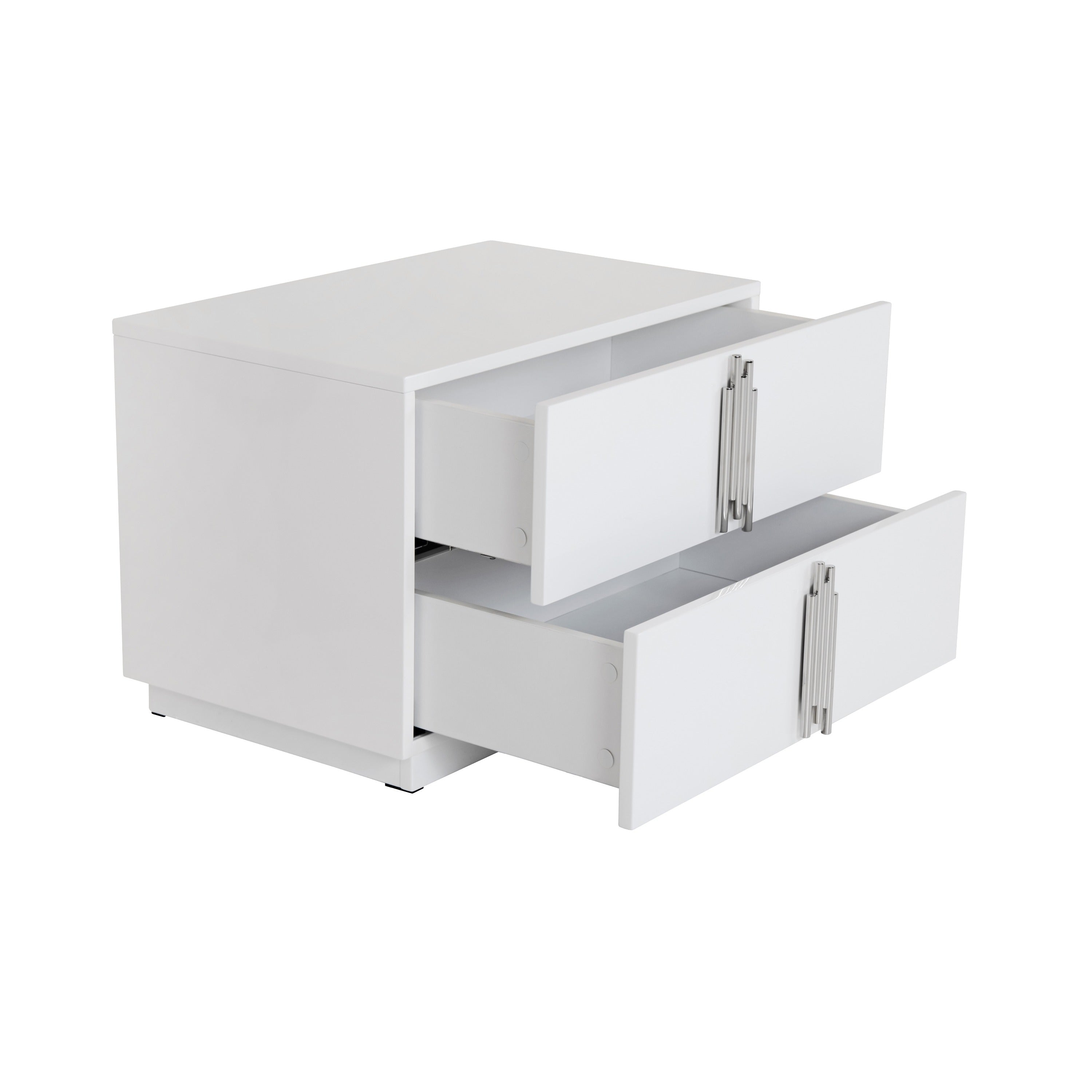 Token - Modern White & Stainless Steel Wide Nightstand - image 4