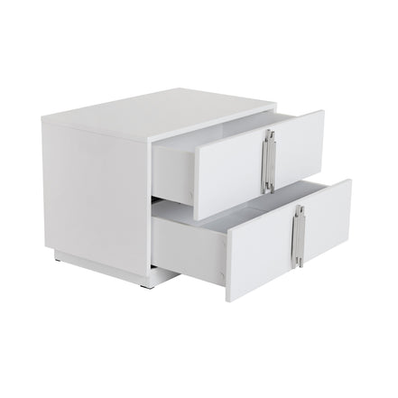 Token - Modern White & Stainless Steel Wide Nightstand - image 4