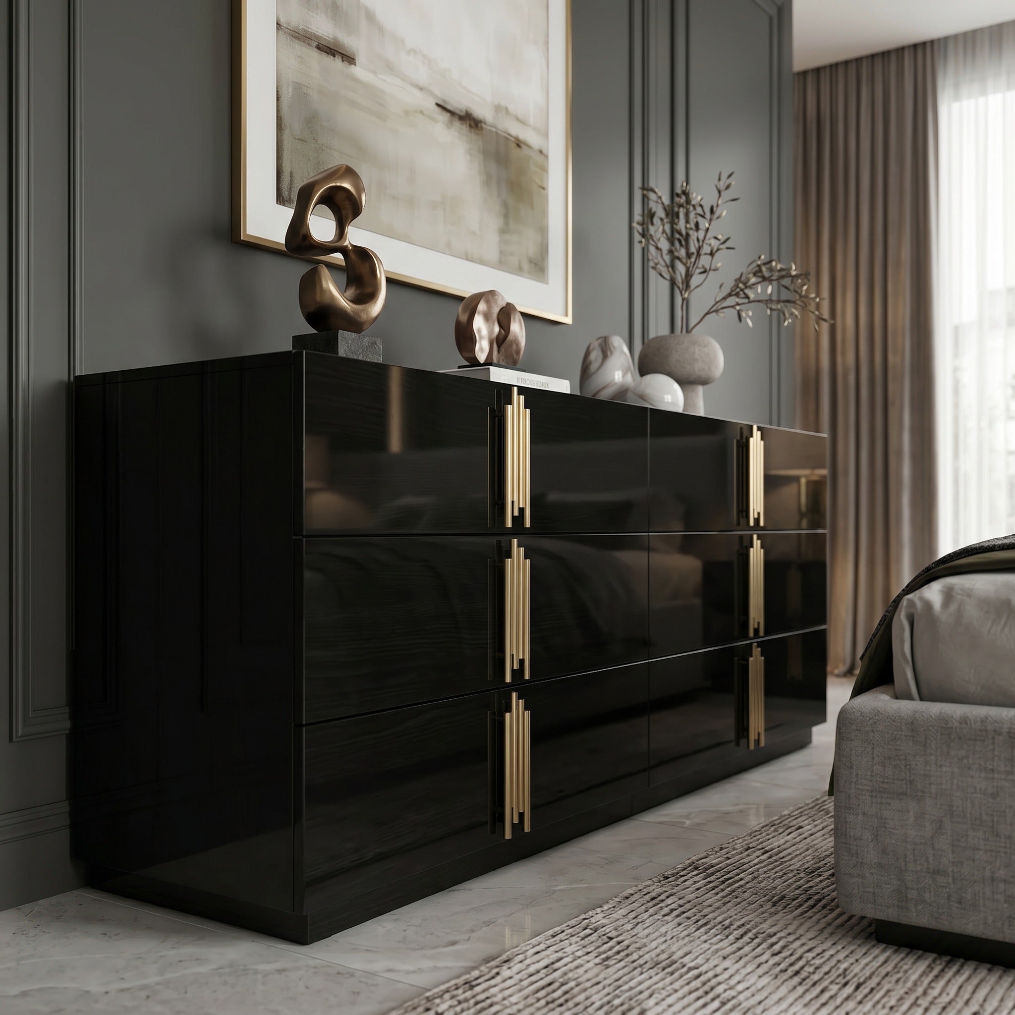 Token - Modern Black + Gold Wide Dresser - image 4