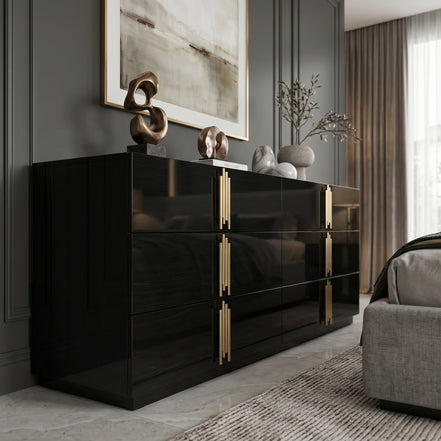 Token - Modern Black + Gold Wide Dresser - image 4