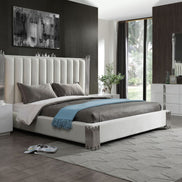 Token - Queen Modern White & Stainless Steel Bed - image 3