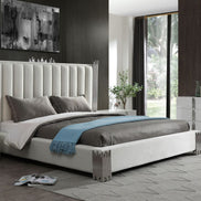Token - Eastern King Modern White & Stainless Steel Bed
