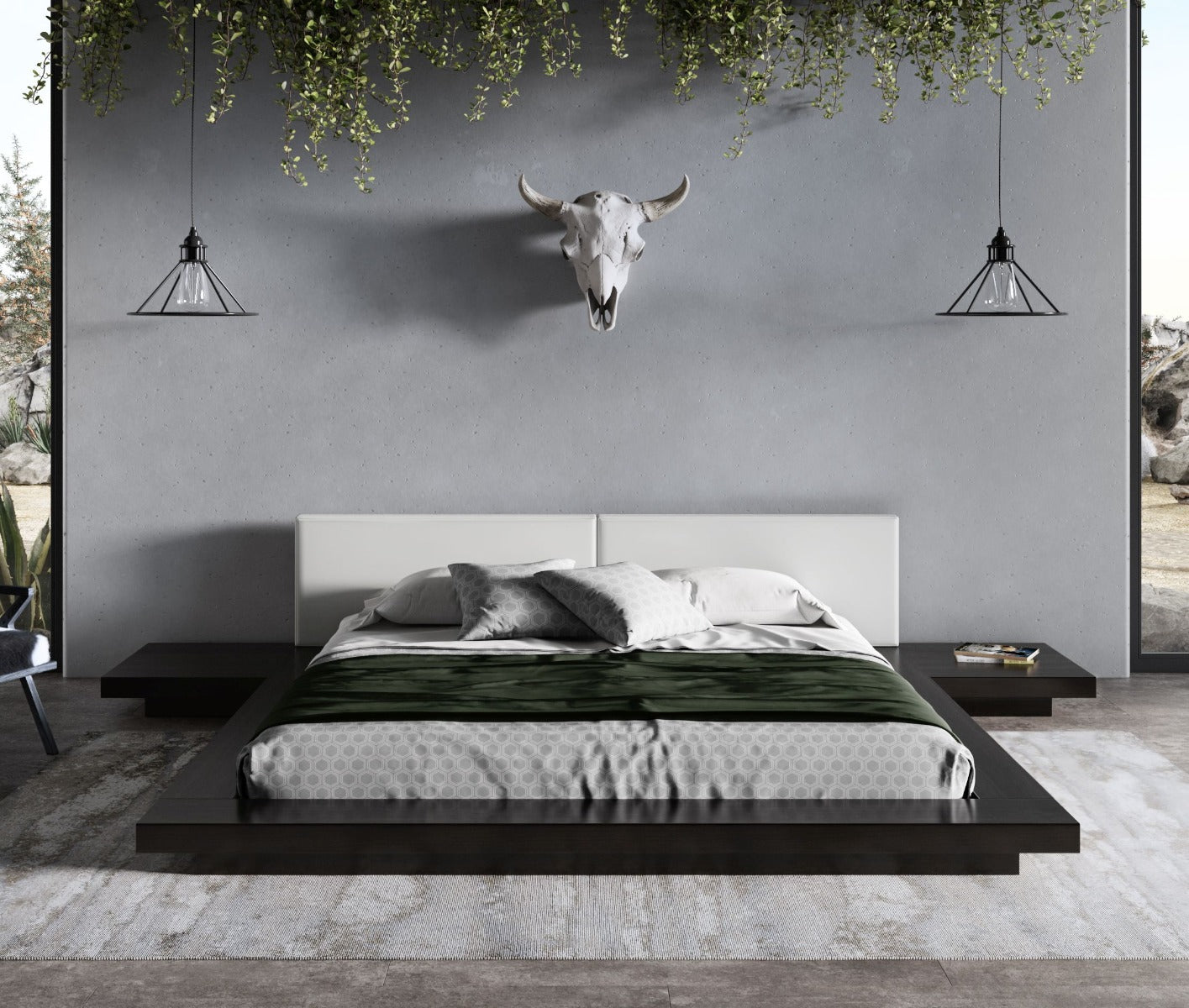 Tokyo - Queen Contemporary Black and White Platform Bed - image 2
