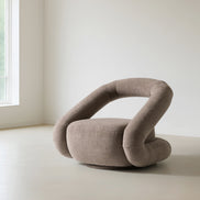 Tony - Modern Brown Fabric Swivel Accent Chair