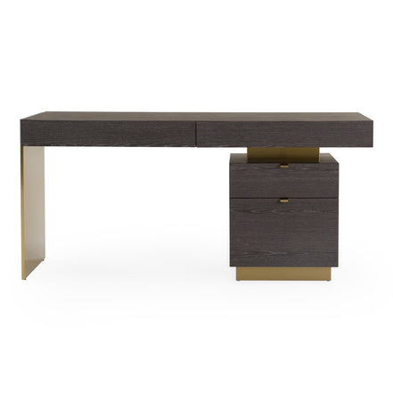 Trahan - Modern Grey Elm & Gold Office Desk - image 2