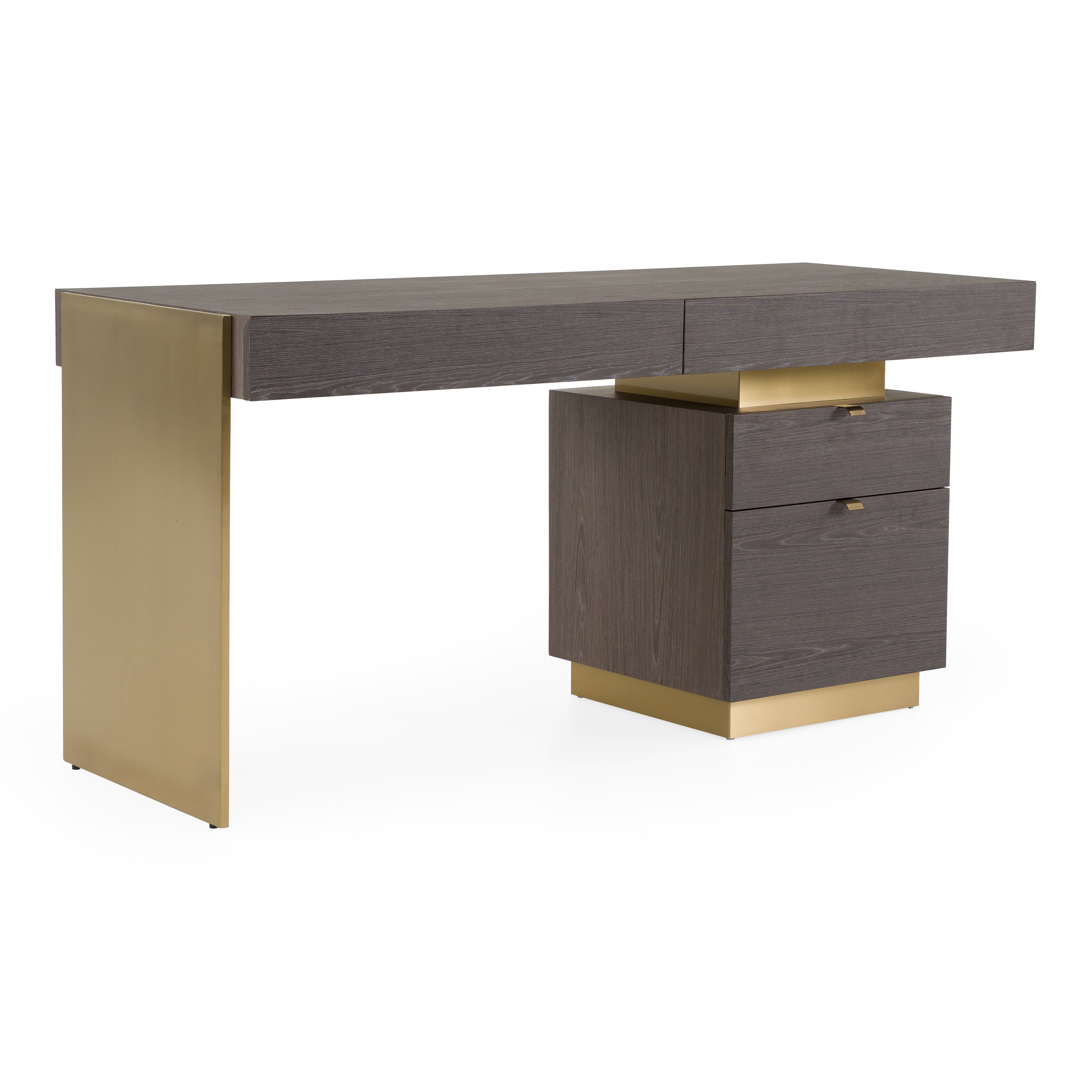 Trahan - Modern Grey Elm & Gold Office Desk - image 3
