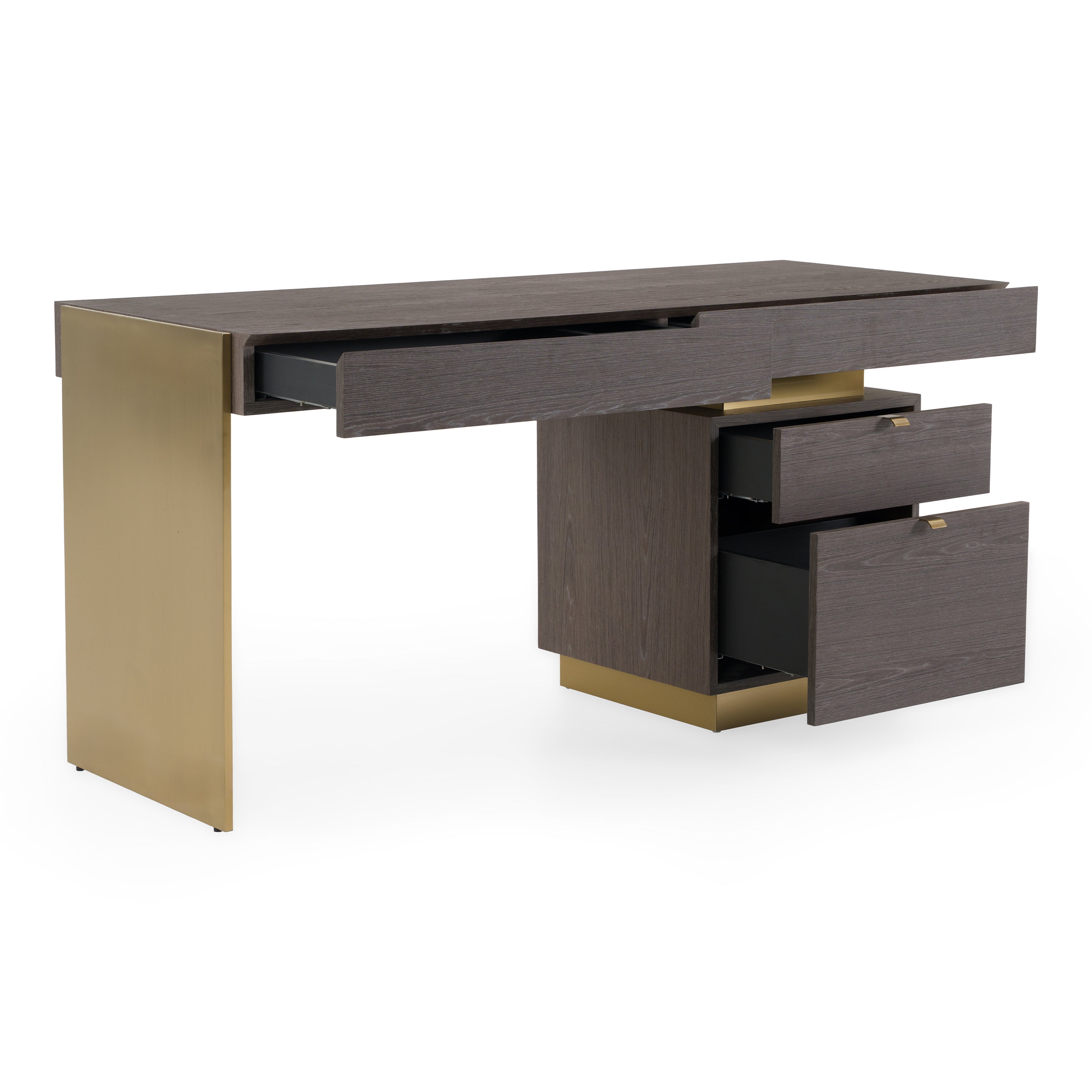 Trahan - Modern Grey Elm & Gold Office Desk - image 4