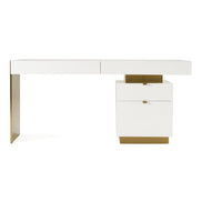 Trahan - Modern Gloss White and Brushed Gold Office Desk - image 2