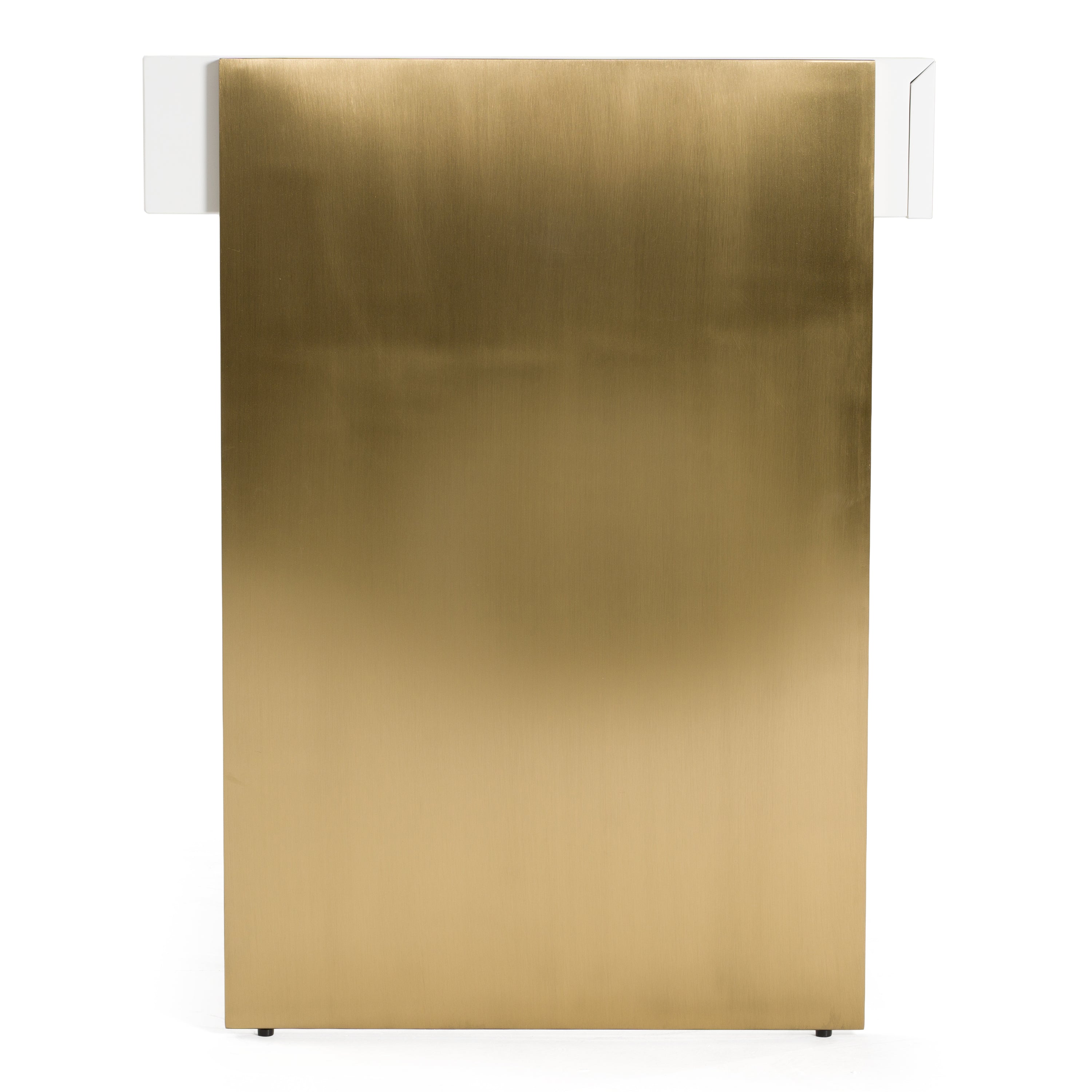 Trahan - Modern Gloss White and Brushed Gold Office Desk - image 4