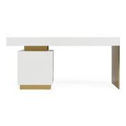 Trahan - Modern Gloss White and Brushed Gold Office Desk - image 5