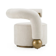 Tranquil - Contemporary Beige Fabric + Antique Brass Accent Chair - image 2