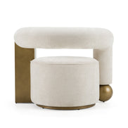 Tranquil - Contemporary Beige Fabric + Antique Brass Accent Chair - image 3