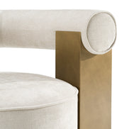 Tranquil - Contemporary Beige Fabric + Antique Brass Accent Chair - image 4