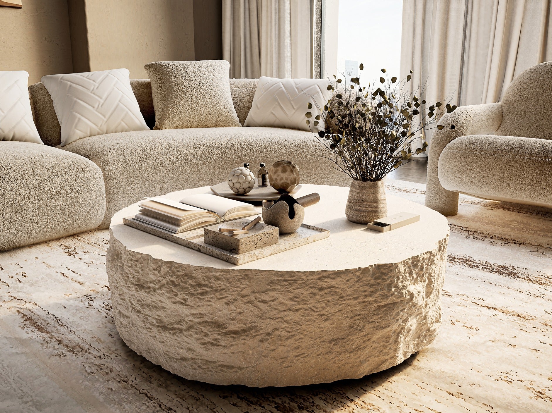 Quarry - Modern Off-White Round Coffee Table - image 5