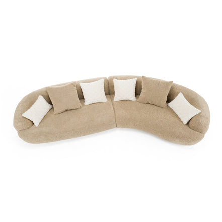 Trevor - Modern Tan Fabric Curved Sectional Sofa - image 4