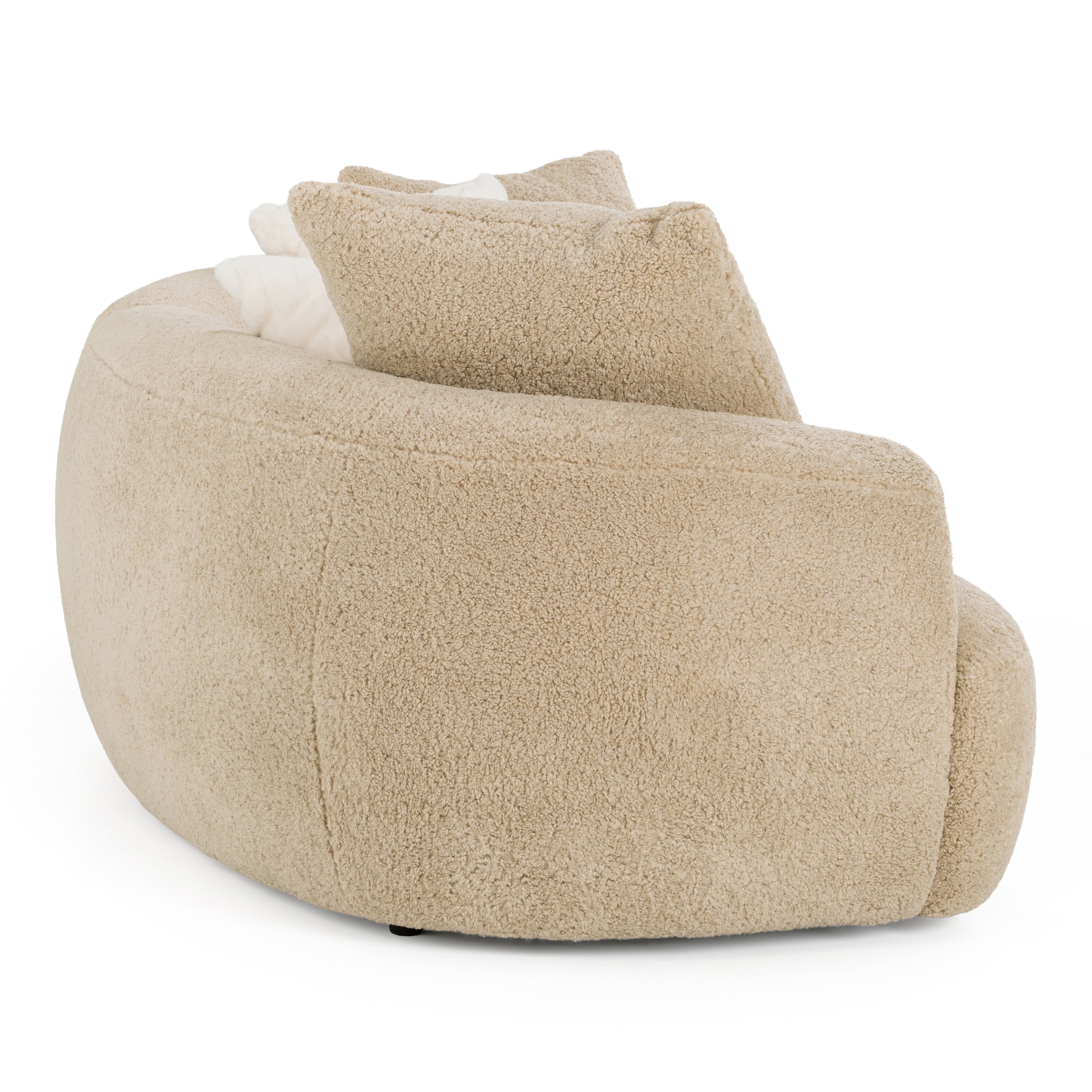 Trevor - Modern Tan Fabric Curved Mini Sectional Sofa - image 2