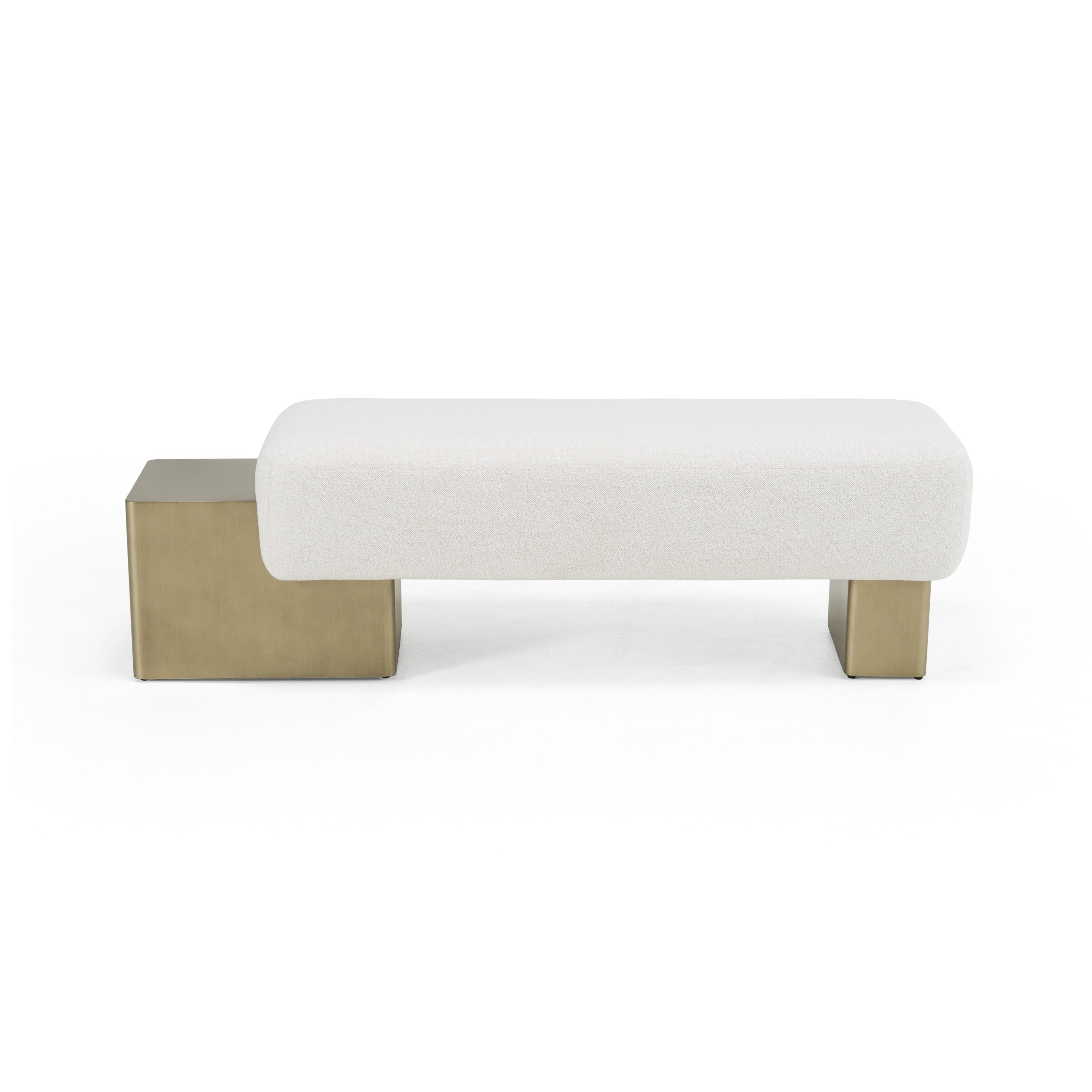 Triumph - Contemporary Off-White Fabric + Antique Brass Bench - image 2