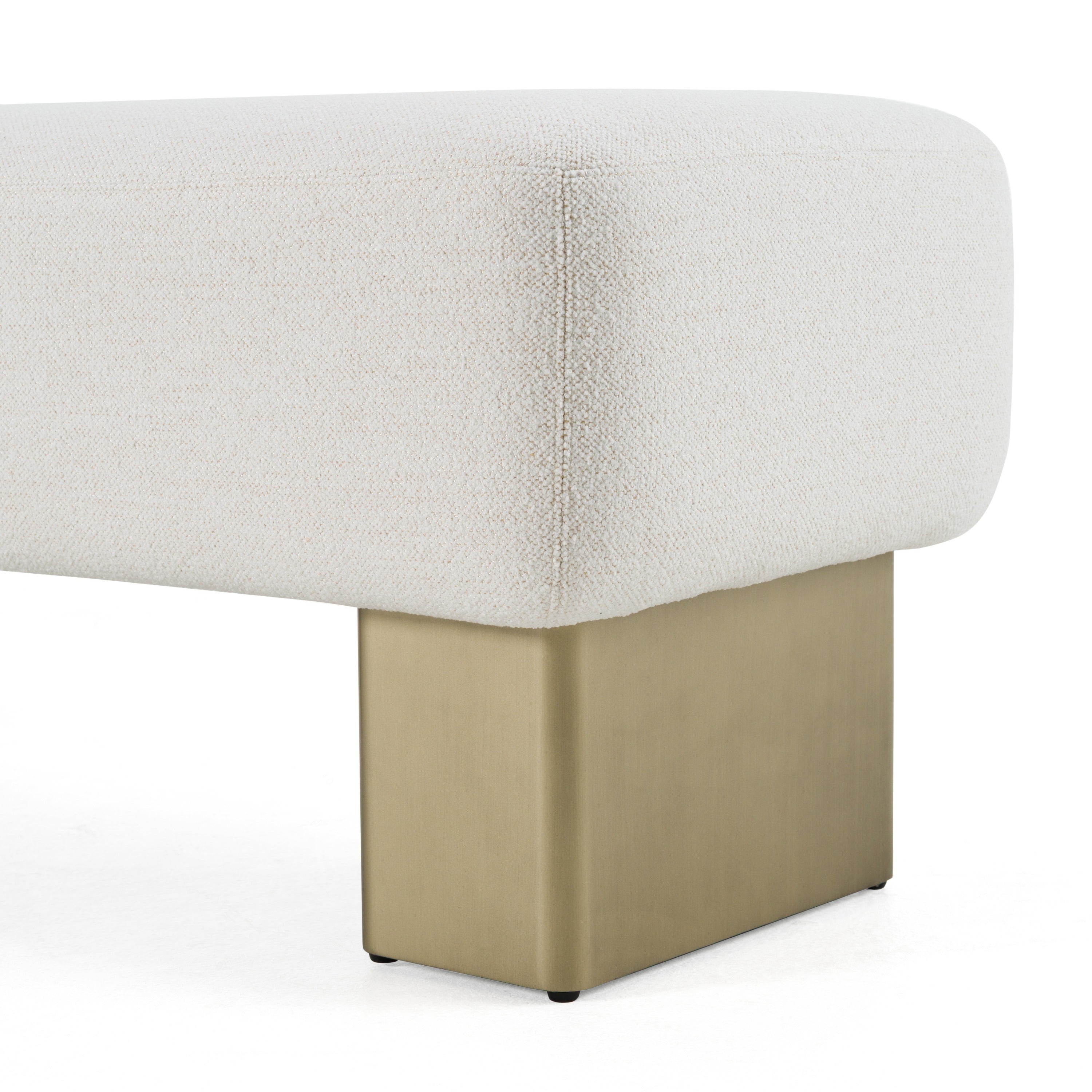 Triumph - Contemporary Off-White Fabric + Antique Brass Bench - image 3