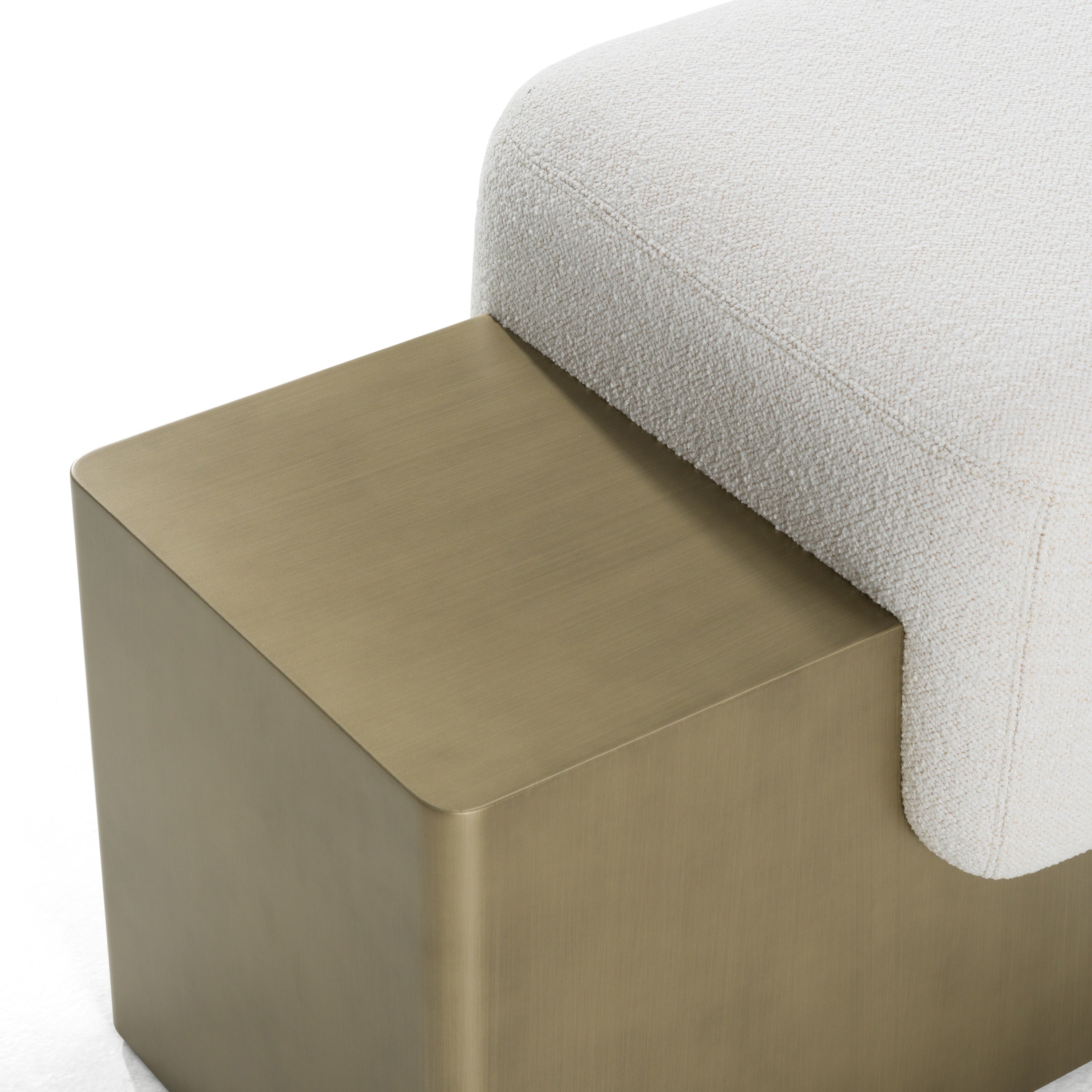 Triumph - Contemporary Off-White Fabric + Antique Brass Bench - image 4