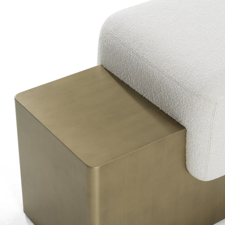 Triumph - Contemporary Off-White Fabric + Antique Brass Bench - image 4