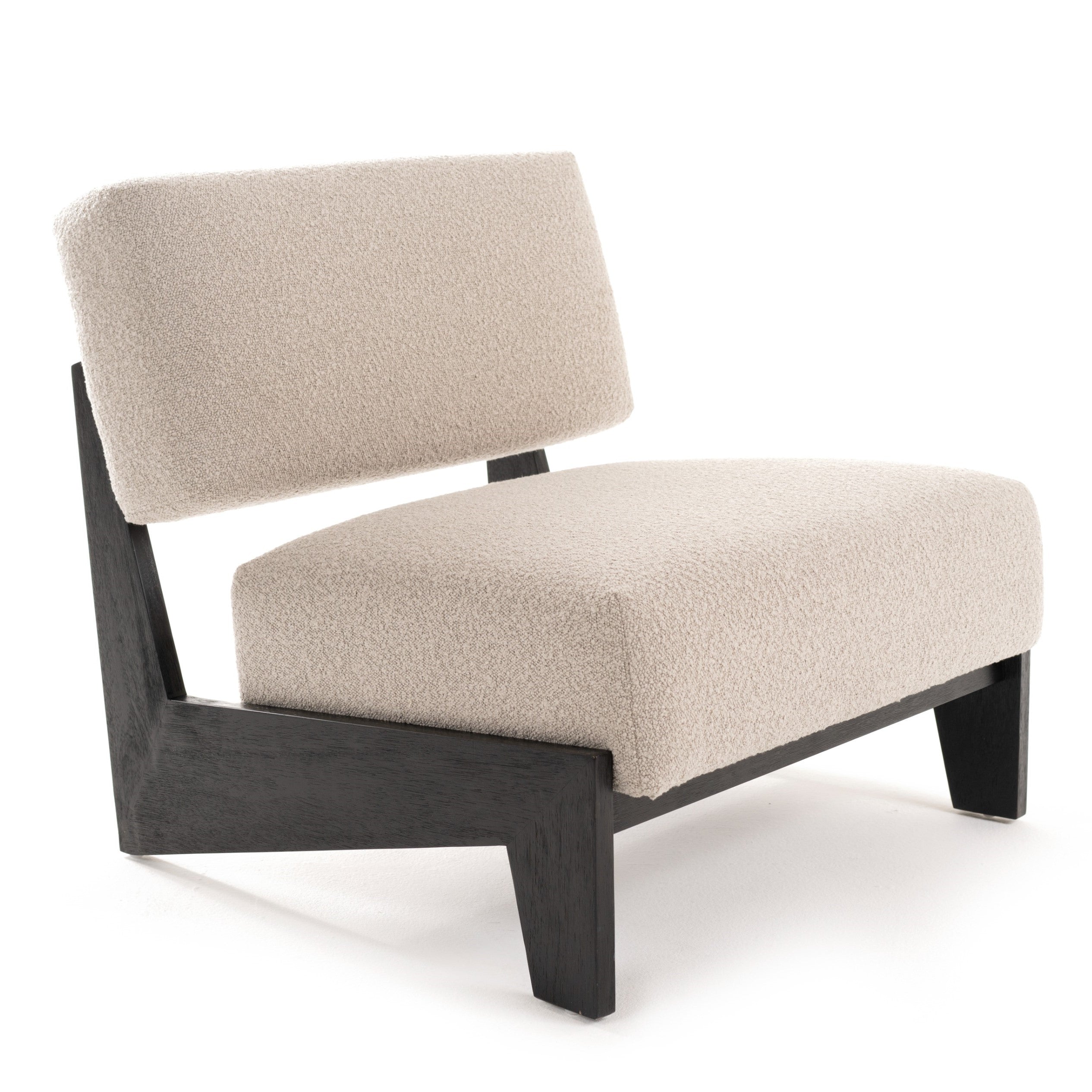 Tucker - Mid-Century Modern Light Grey Fabric + Black Walnut Accent Chair - image 2